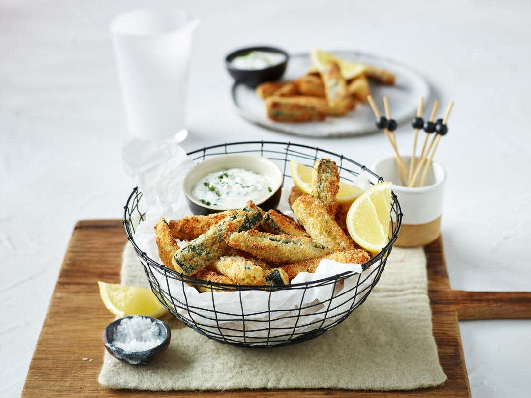 Zucchini Fries with Herbed Yogurt Dip