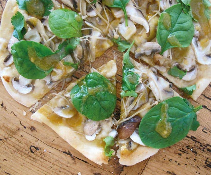 Miso and Three Mushroom Spelt Pizza