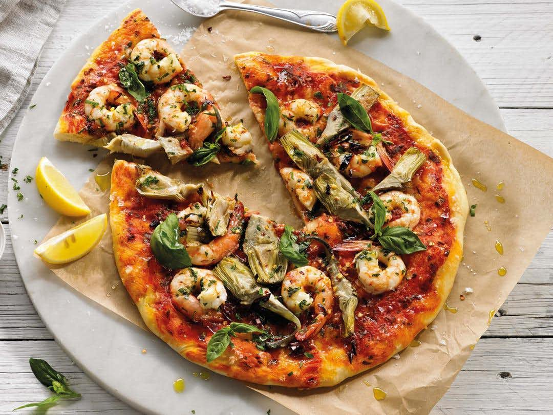 Spicy Shrimp and Garlic Pizza